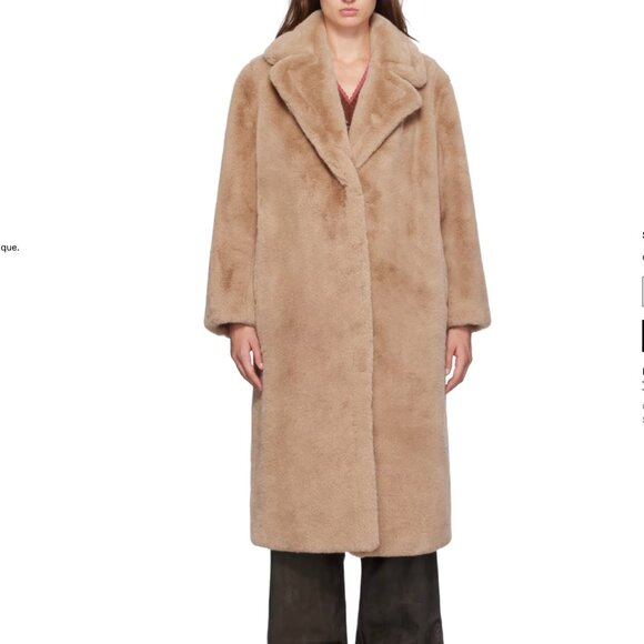 Stand Studio Beige Maria Faux-Fur Coat  Size Small - Picture 2 of 10